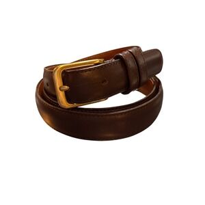 Coach Mens Leather Belt Mocha Solid Brass Buckle 1" Wide Made in USA Size 36